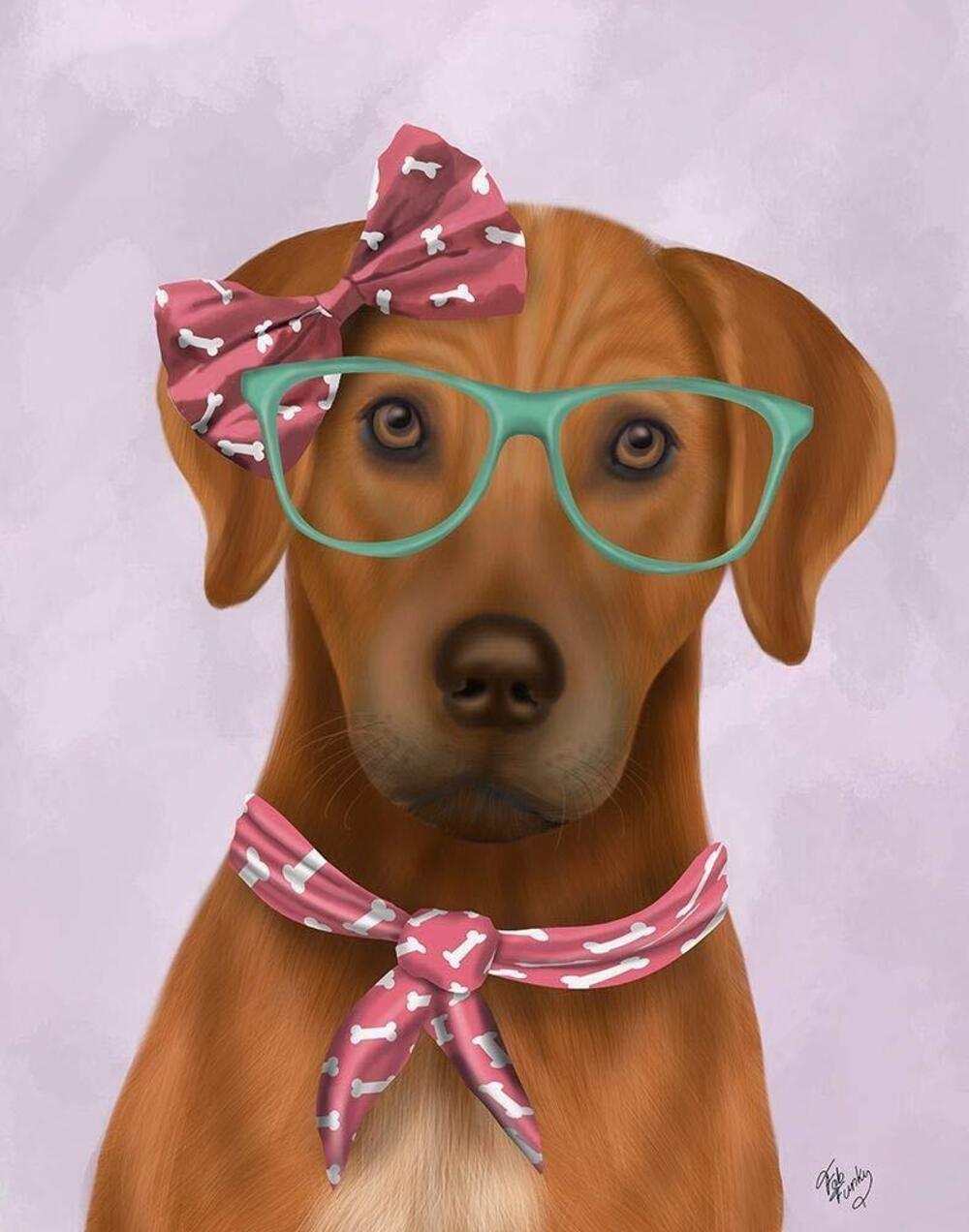2170 Rhodesian Ridgeback with Glasses and Scarf Poster Print - Funky Fab 24
